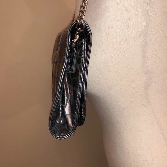 Isabella Fiore Silver Beaded Snakeskin Print Leather Bag/Clutch - Picture 3 of 8